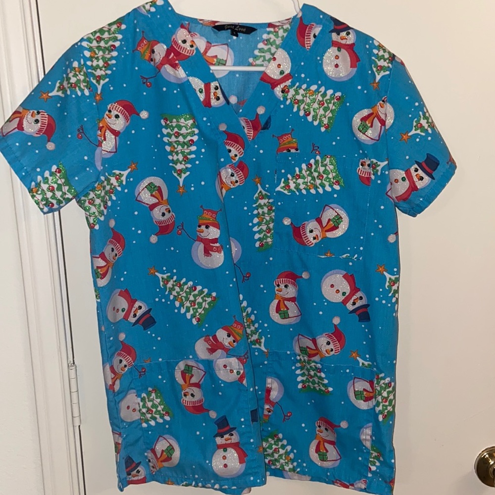 Christmas scrub top